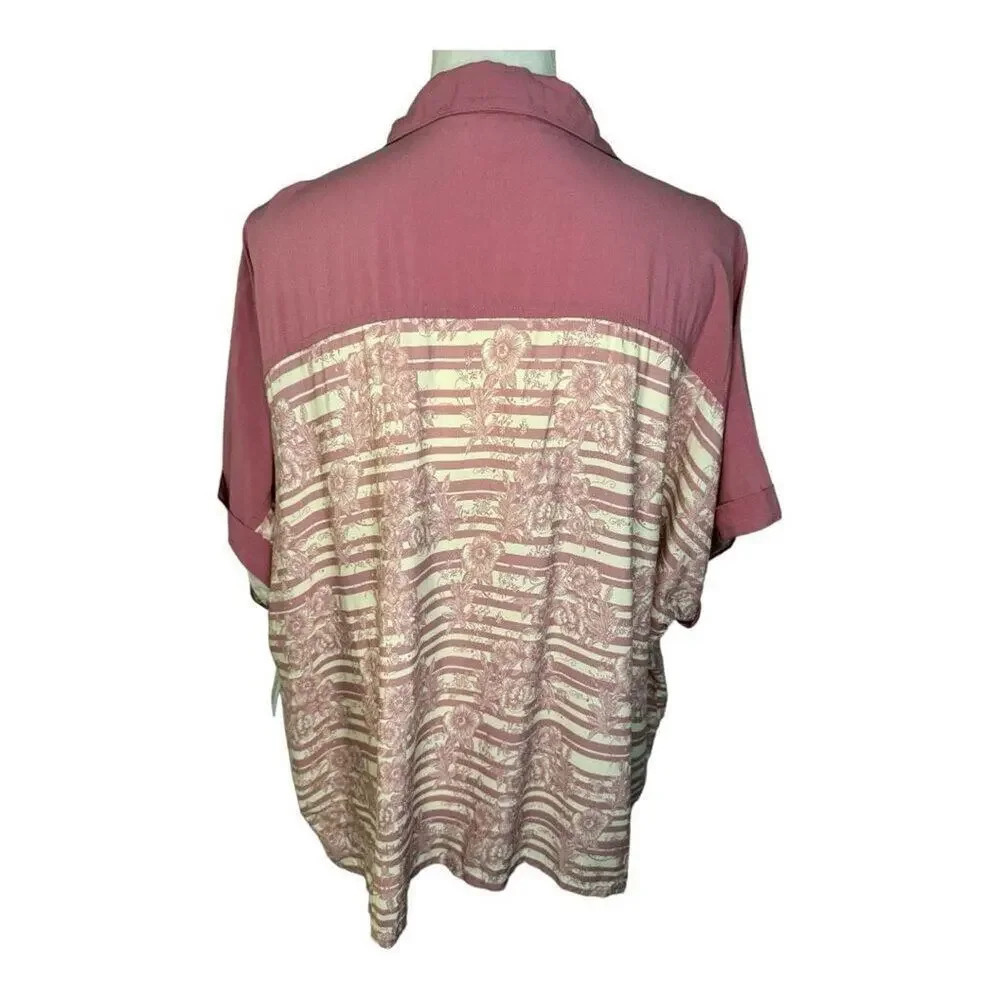 NEW LuLaRoe Amy Medium Pink Floral Lightweight Button Front Dolman Top NWT‎ - Picture 3 of 8